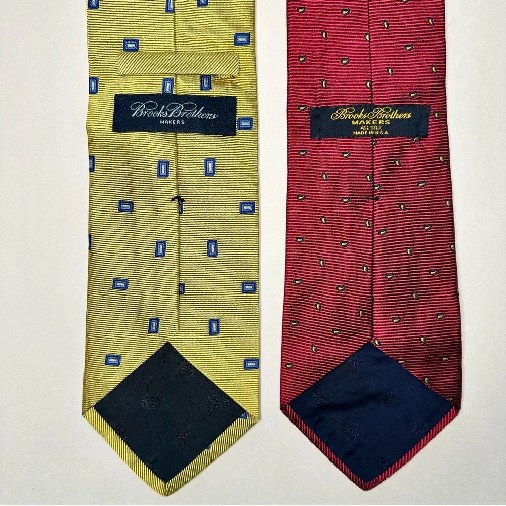 Brooks Brothers Makers Silk Classic Tie, Lot of 4–Vintage, Red, Blue Stripe